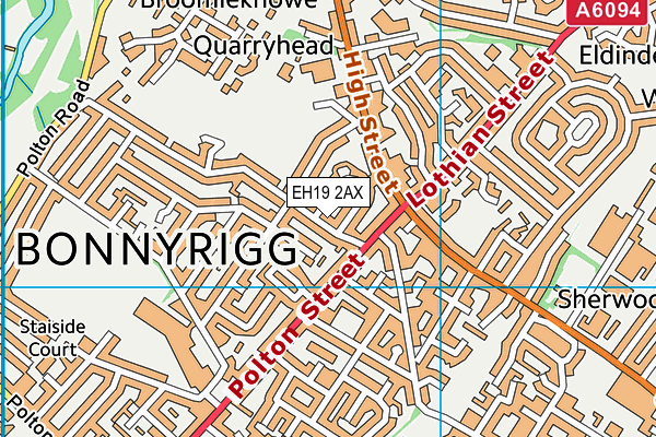 EH19 2AX map - OS VectorMap District (Ordnance Survey)