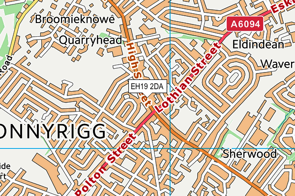 EH19 2DA map - OS VectorMap District (Ordnance Survey)