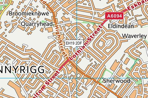 EH19 2DF map - OS VectorMap District (Ordnance Survey)