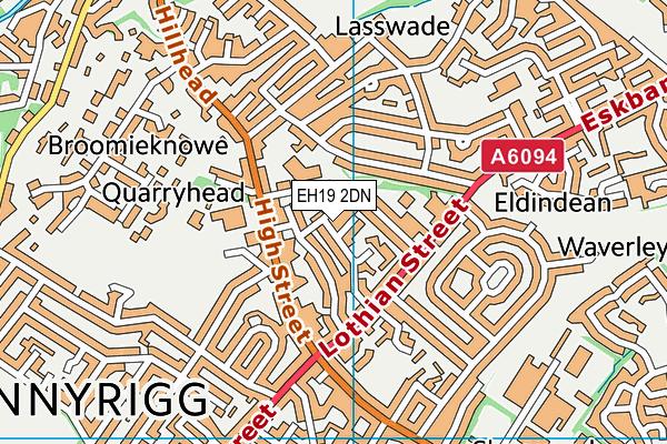 EH19 2DN map - OS VectorMap District (Ordnance Survey)