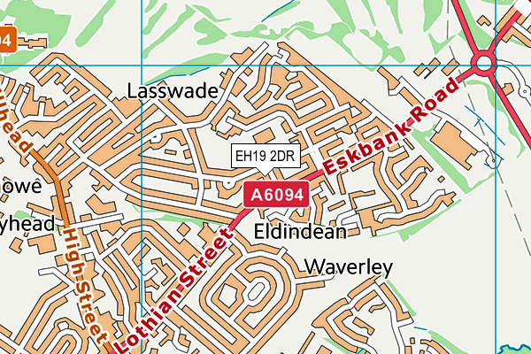 EH19 2DR map - OS VectorMap District (Ordnance Survey)