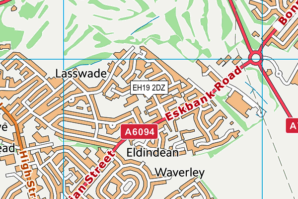 EH19 2DZ map - OS VectorMap District (Ordnance Survey)