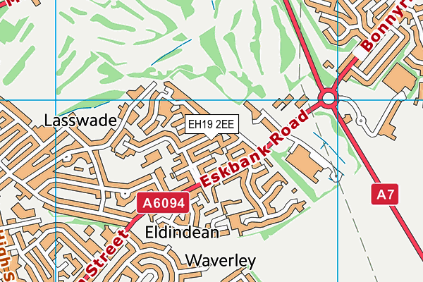 EH19 2EE map - OS VectorMap District (Ordnance Survey)
