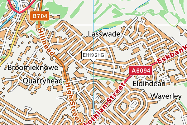 EH19 2HG map - OS VectorMap District (Ordnance Survey)