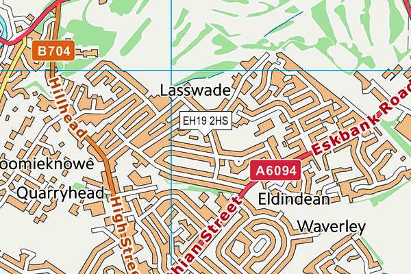 EH19 2HS map - OS VectorMap District (Ordnance Survey)