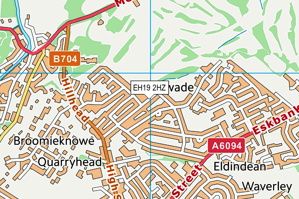 EH19 2HZ map - OS VectorMap District (Ordnance Survey)