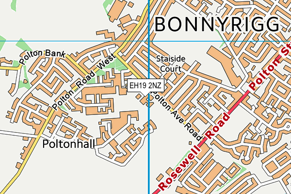 EH19 2NZ map - OS VectorMap District (Ordnance Survey)