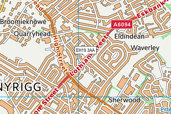 EH19 3AA map - OS VectorMap District (Ordnance Survey)