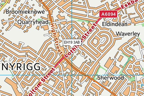 EH19 3AB map - OS VectorMap District (Ordnance Survey)