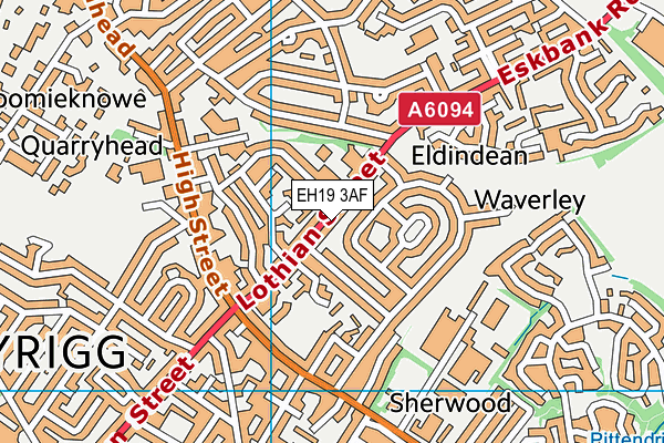 EH19 3AF map - OS VectorMap District (Ordnance Survey)