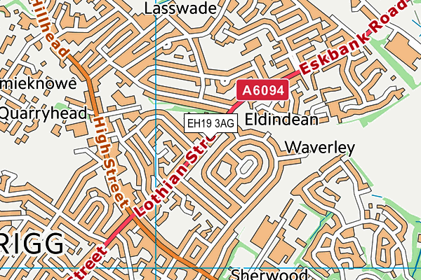 EH19 3AG map - OS VectorMap District (Ordnance Survey)