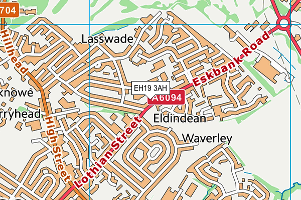 EH19 3AH map - OS VectorMap District (Ordnance Survey)