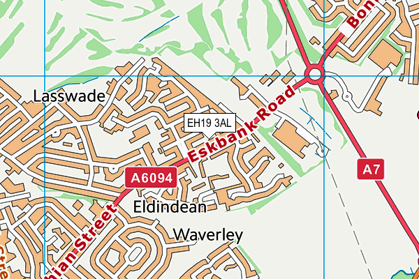 EH19 3AL map - OS VectorMap District (Ordnance Survey)