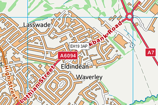 EH19 3AP map - OS VectorMap District (Ordnance Survey)