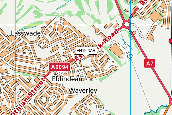 EH19 3AR map - OS VectorMap District (Ordnance Survey)