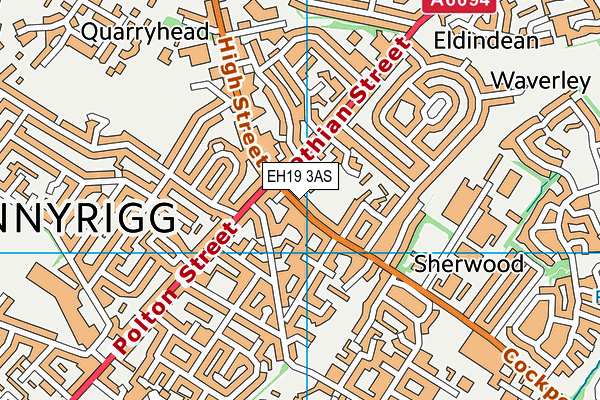 EH19 3AS map - OS VectorMap District (Ordnance Survey)