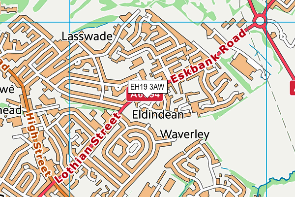 EH19 3AW map - OS VectorMap District (Ordnance Survey)