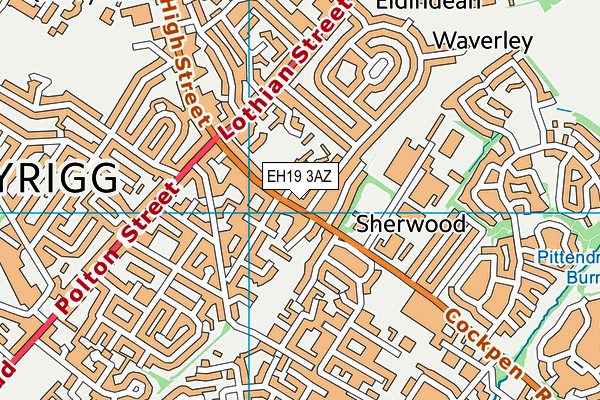 EH19 3AZ map - OS VectorMap District (Ordnance Survey)