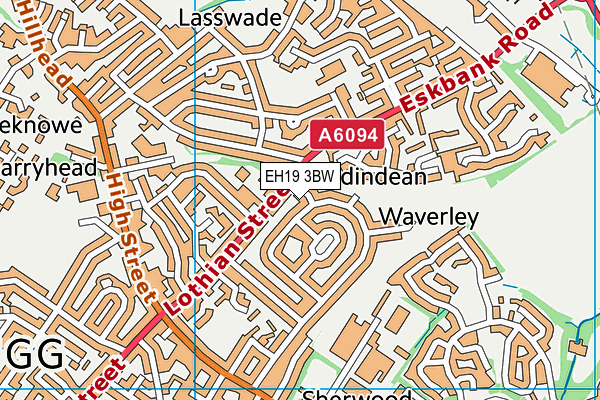 EH19 3BW map - OS VectorMap District (Ordnance Survey)