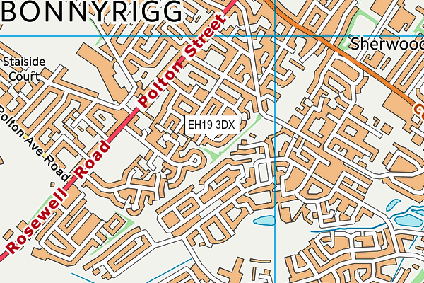 EH19 3DX map - OS VectorMap District (Ordnance Survey)