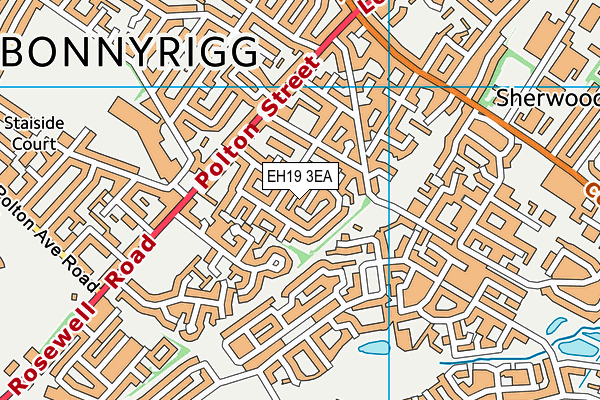 EH19 3EA map - OS VectorMap District (Ordnance Survey)