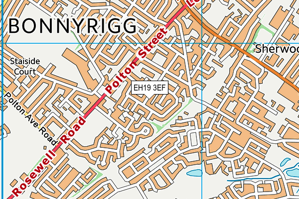 EH19 3EF map - OS VectorMap District (Ordnance Survey)