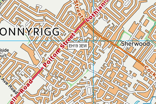 EH19 3EW map - OS VectorMap District (Ordnance Survey)