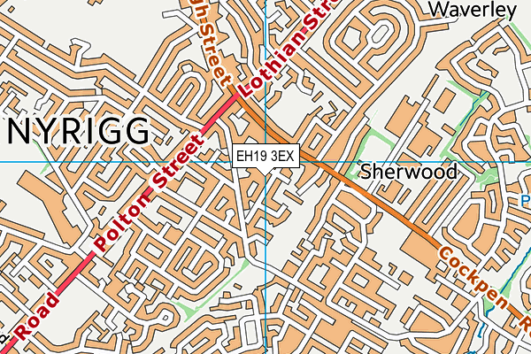EH19 3EX map - OS VectorMap District (Ordnance Survey)