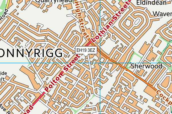 EH19 3EZ map - OS VectorMap District (Ordnance Survey)