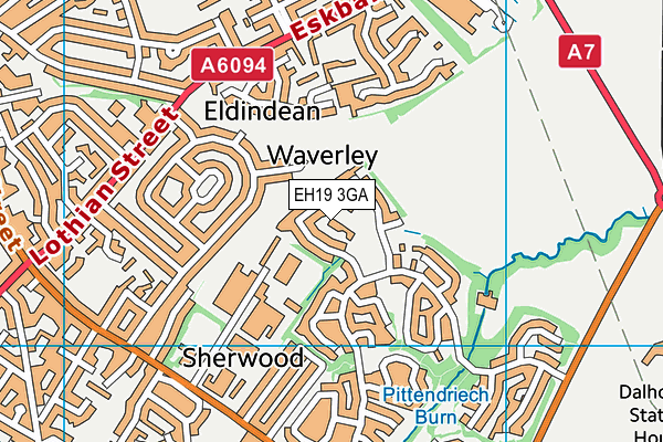 EH19 3GA map - OS VectorMap District (Ordnance Survey)