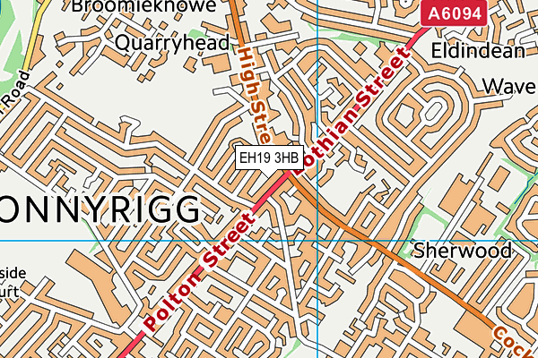 EH19 3HB map - OS VectorMap District (Ordnance Survey)