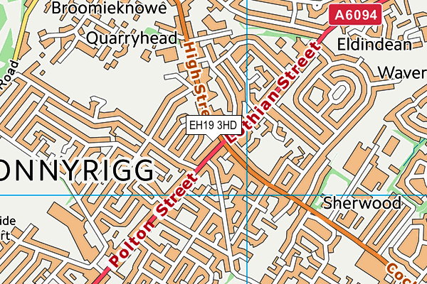 EH19 3HD map - OS VectorMap District (Ordnance Survey)