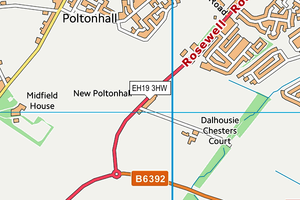 EH19 3HW map - OS VectorMap District (Ordnance Survey)