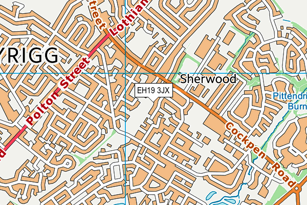EH19 3JX map - OS VectorMap District (Ordnance Survey)