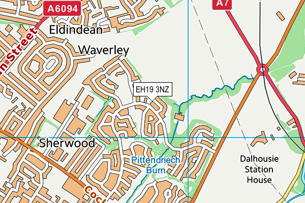EH19 3NZ map - OS VectorMap District (Ordnance Survey)