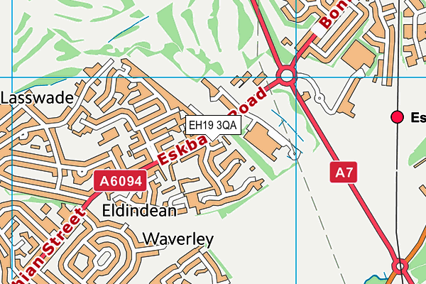 EH19 3QA map - OS VectorMap District (Ordnance Survey)