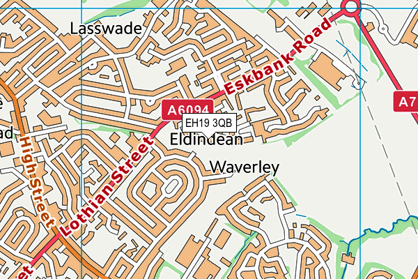 EH19 3QB map - OS VectorMap District (Ordnance Survey)