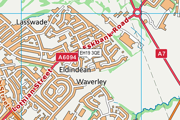EH19 3QE map - OS VectorMap District (Ordnance Survey)