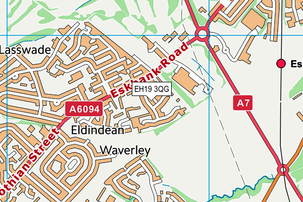EH19 3QG map - OS VectorMap District (Ordnance Survey)