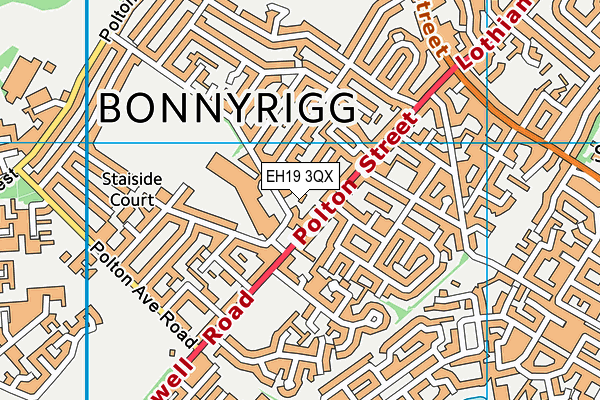 EH19 3QX map - OS VectorMap District (Ordnance Survey)