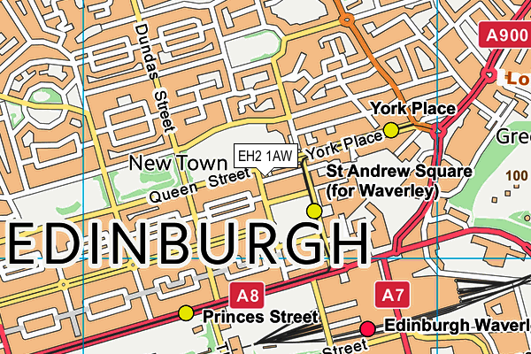 EH2 1AW map - OS VectorMap District (Ordnance Survey)