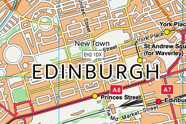 EH2 1DX map - OS VectorMap District (Ordnance Survey)