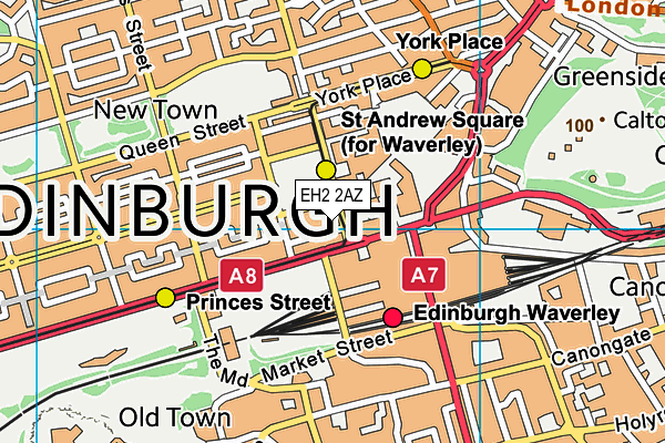 EH2 2AZ map - OS VectorMap District (Ordnance Survey)