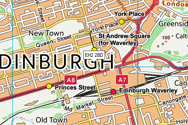 EH2 2BD map - OS VectorMap District (Ordnance Survey)