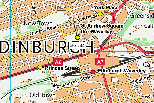 EH2 2BZ map - OS VectorMap District (Ordnance Survey)