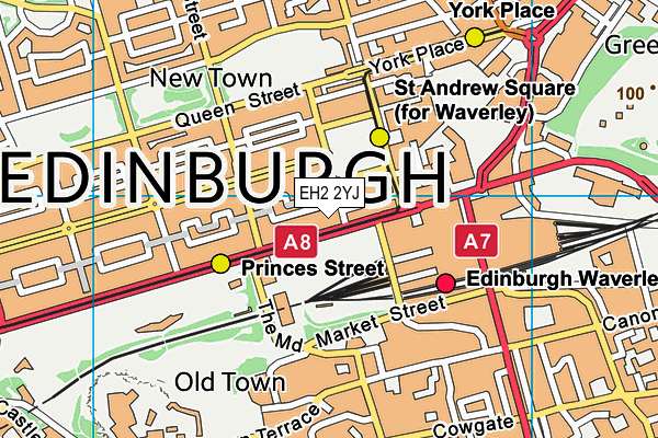 EH2 2YJ map - OS VectorMap District (Ordnance Survey)