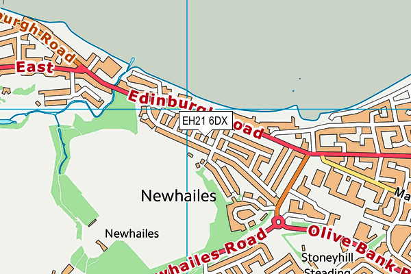 EH21 6DX map - OS VectorMap District (Ordnance Survey)