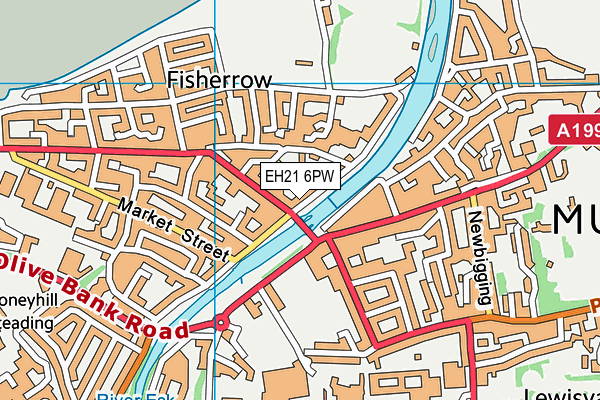 EH21 6PW map - OS VectorMap District (Ordnance Survey)