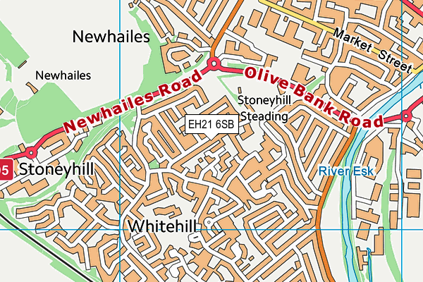 EH21 6SB map - OS VectorMap District (Ordnance Survey)