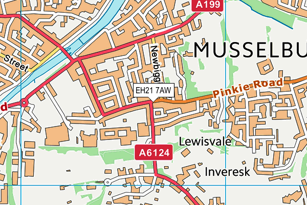 EH21 7AW map - OS VectorMap District (Ordnance Survey)